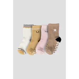 Defne Baby 4 Çift Pamuklu Kaydırmaz Taban Çocuk Soket Çorap