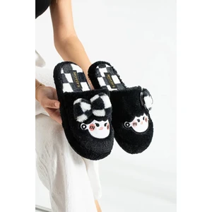 Bubu Kadın Peluş Içi Tüylü Kaydırmaz Rahat Taban Fiyonklu Kışlık Ev Terliği