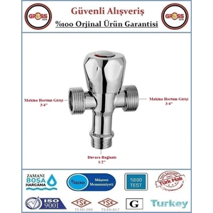 Çift Çıkışlı Çamaşır, Bulaşık Makina Musluğu - %100 Prinç