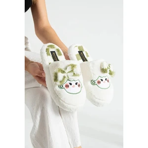 Bubu Kadın Peluş Içi Tüylü Kaydırmaz Rahat Taban Fiyonklu Kışlık Ev Terliği