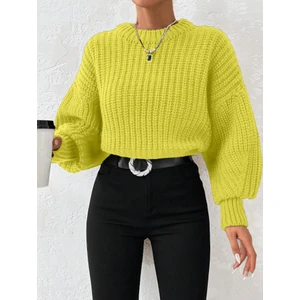 Sçlk Tekstil Kadın Kalın Örgü Balon Kol Triko Kazak