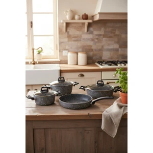 Vormi 7 Parça Granit Tencere Seti Gri