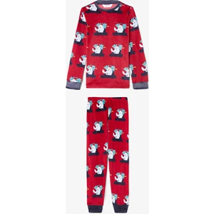 Kırmızı Erkek Çocuk Araba Desenli Pijama Takımı