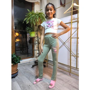 Şimo Butik Kız Çocuk Tayt Kışlık Şardonlu Pamuklu Beli Lastikli Balerina Yeşil