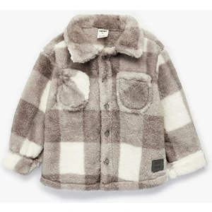 Uzun Kollu Cepli Düğme Detaylı Ekoseli Ceket