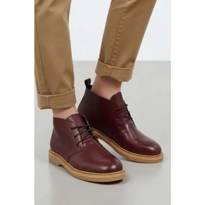 Bağcıklı Bilek Boy Klasik Termo Taban Bot  - Bordo - 36
