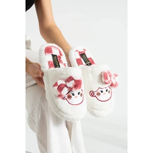 Bubu Kadın Peluş Içi Tüylü Kaydırmaz Rahat Taban Fiyonklu Kışlık Ev Terliği