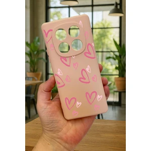 Vip Case Xiaomi Redmi Note 14 Pro 5g Pembe Kalp Desenli Silikon Darbe Emici Klasik Korumalı Rubber Kılıf