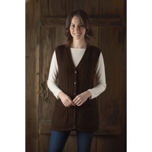 Secret Touch Anne Yeleği Klasik Örgü Yün Pamuk Karışımlı