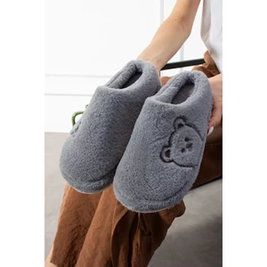 Lucy Ayıcık Nakışlı Kadın Yumuşak Peluş Içi Tüylü Çeyiz Bohça Gelin Ev Terliği