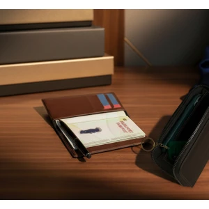 Isme Özel Deri Pasaport Kılıfı Pasaport Taşıma Cüzdanı -Kahverengi