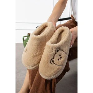 Lucy Ayıcık Nakışlı Kadın Yumuşak Peluş Içi Tüylü Çeyiz Bohça Gelin Ev Terliği