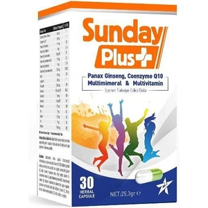 Aster Pharma Sundayplus+ Panax Ginseng & Q10 & Multivitamin 30 Kapsül