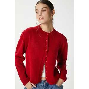 Kadın Nina Bisiklet Yaka Kırmızı Basic Hırka