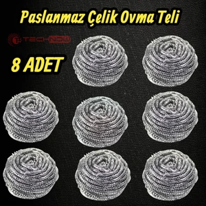 %100 Paslanmaz Çelik Sürtme Bulaşık Ovma Teli 8 Adet