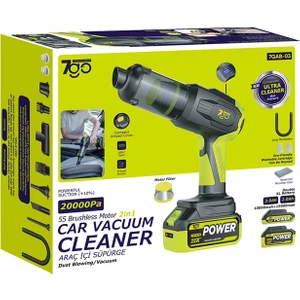 7go 7gab-03 Kablosuz Araç Içi Süpürge | 20.000PA Güçlü Emiş | 90.000RPM Fırçasız Motor | 25.000MAH Uzun Ömürlü Batarya | Üfleme & Vakum 2’si 1 Arada