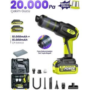 7go 7gab-03 Kablosuz Araç Içi Süpürge | 20.000PA Güçlü Emiş | 90.000RPM Fırçasız Motor | 25.000MAH Uzun Ömürlü Batarya | Üfleme & Vakum 2’si 1 Arada