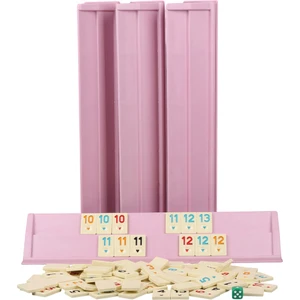 Özel Pembe Renkli Büyük Boy Plastik Okey Takımı ( Melamin Taşlı )