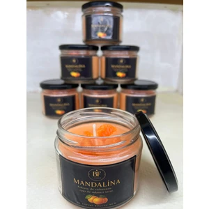 Bf Candle El Yapımı Mandalina Kokulu Mum Kalıcı ve Yoğun Koku Cam Kavanozda Dekoratif Mum
