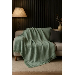 Rell Home Pamuklu Dokulu Ekru Koltuk Şalı 170X220 cm – Saçaklı Tv Battaniyesi & Dekoratif Koltuk Örtüsü