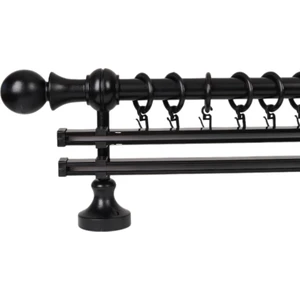 Meyra Demonte Başlıklı Ahşap Rustik Perde Askısı - Çift Raylı