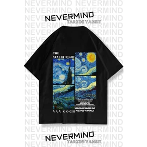 NEVERMIND  Unisex Van Gogh Baskılı Oversize Tshirt
