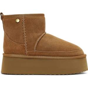 Kadın Camel Kalın Tabanlı Süet Deri Teddy Bot 25WFD492810