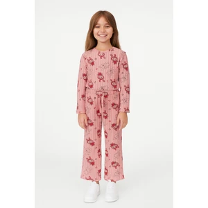 Kız Çocuk Pijama Altı Beli Lastikli Tavşan Baskılı