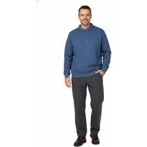 Erkek Kışlık Kazak Polo Yaka Oxford Fleto Cepli Dokulu Rahat Kesim Tam Kalıp