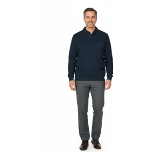 Erkek Kışlık Kazak Polo Yaka Oxford Fleto Cepli Dokulu Rahat Kesim Tam Kalıp