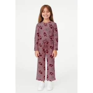 Kız Çocuk Pijama Altı Beli Lastikli Tavşan Baskılı