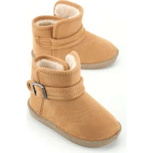 Kız Çocuk Kışlık Boğazdan Peluşlu Tek Kemer Cırt Cırtlı Ayarlanabilir Pvc Rahat Taban Ev Bahçe Okul Kreş Kısa Bot