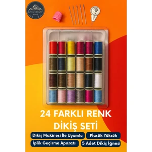 Liva Craft Dikiş Seti 24 Renkli – Iğne, Yüksük ve Iplik Geçirici ile