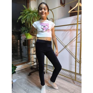 Şimo Butik Kız Çocuk Tayt Kışlık Kadife Beli Lastikli Lacivert