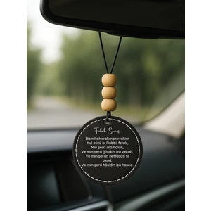 Özel Tasarım Deri Baskılı Desenli Araba Dikiz Aynası Süsü Siyah - Felak Suresi