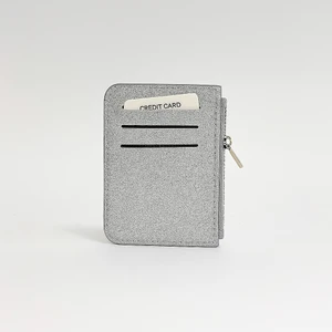 Parlak Simli Fermuar Kapamalı Cüzdan Bölümlü Şıkırtılı Kadın Kartlık