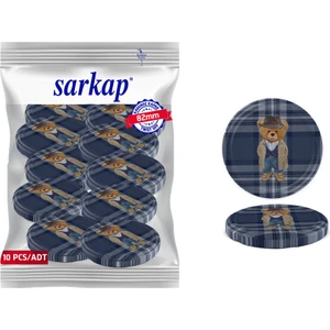Hijyenik Paketli 10 Adet Kavanoz Kapağı – Yılbaşı Seri – Teddy Ekose 82 mm