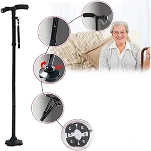 Katlanabilir LED Işıklı Baston Yürüyüş Bastonu Fenerli Yürüyüş Bastonu