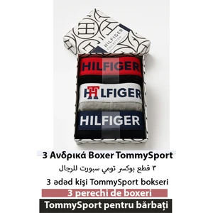 3 Adet Tommy Likralı Kutulu Boxer