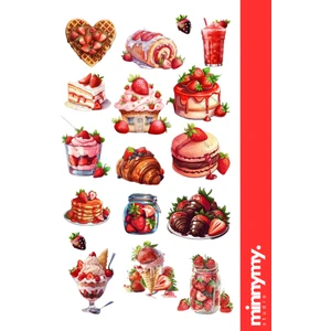 Strawberry Collection Sticker, Çıkartma, Ajanda, Günlük, Planlayıcı, Bullet Journal ,scrapbook
