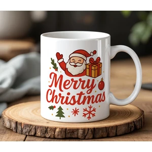 BB Design Yılbaşı Temalı Merry Christmas Baskılı Seramik Kupa Bardak 330 ml