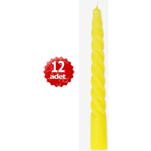 x 12 Adet Sarı Şamdan Mum ( Taban Çapı 2cm - Boy 16,5 cm )