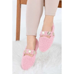 Kadın Inci ve Tuğra Detaylı Peluş Babet - Pembe - 39