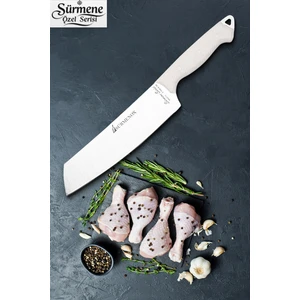 Sürmene Serisi Santoku Mutfak Şef Bıçak Et Ekmek Sebze Salata Şef Bıçağı Beyaz Verzalit Sap HDS-158