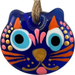 Nevce Store Kedi Figürlü Cam Nazar Boncuğu – El Yapımı - Hediyelik Süs - Dekoratif