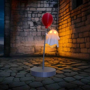 Sevimli Hayalet Balon Masa Lambası - LED Mum Dahil Dekoratif Gece Lambası | 3D Baskı El Yapımı Oda ve Hediye Aydınlatma