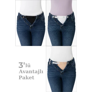 Arma Yıldız Hamile Pantolon Bel Genişletici - Kadın Pantolon Genişletici, 3'lü Paket Beyaz-Siyah-Ten