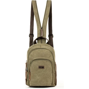 Necati Çanta Kanvas Kumaş Çok Gözlü Hem Sırt Hem Çapraz Çanta Haki