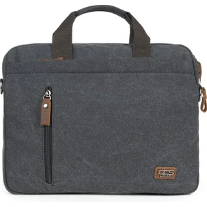 Necati Çanta 15,6 Inç Ince Kanvas Çok Gözlü Laptop Evrak Çantası Siyah