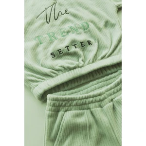 Kız Çocuk Trend Nakışlı Tarz Fitilli Polar Takım